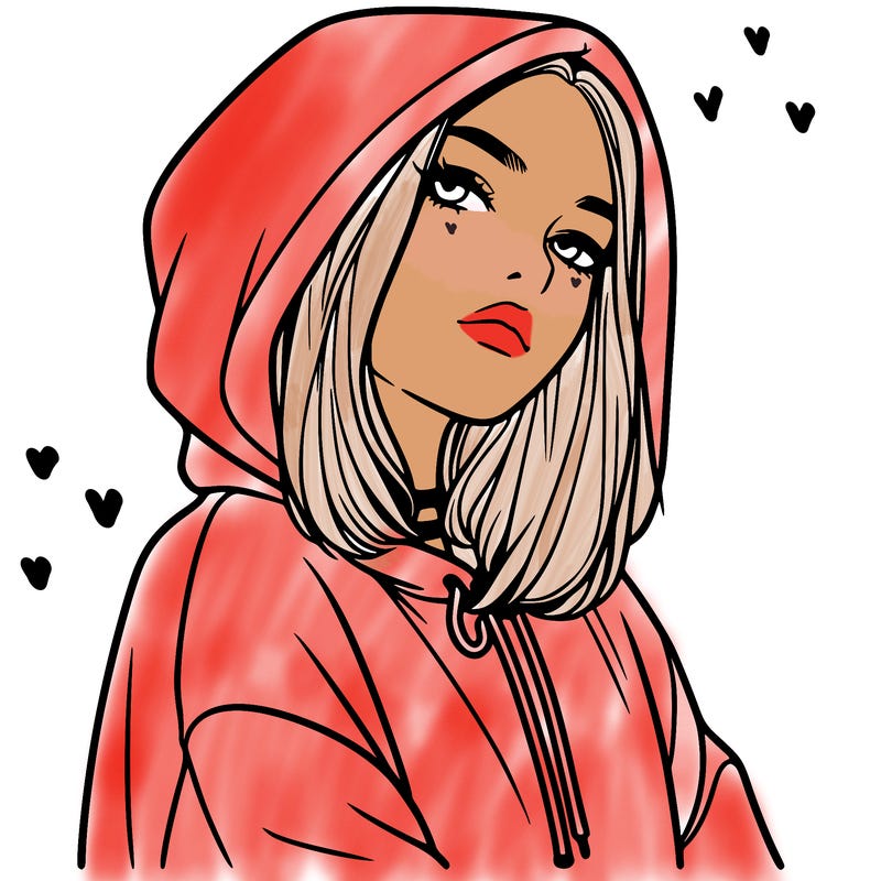 a realistic girl in a hoodie