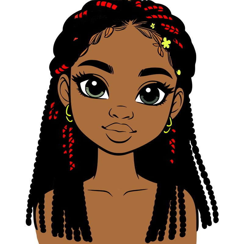a realistic black girl with braids