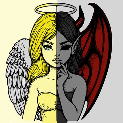 realistic angel half demon