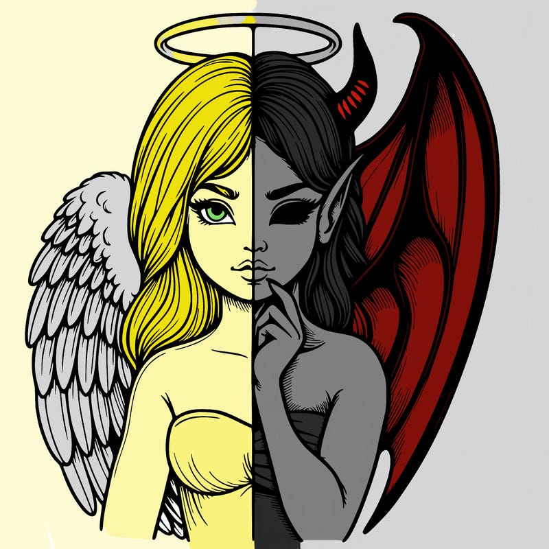 realistic angel half demon