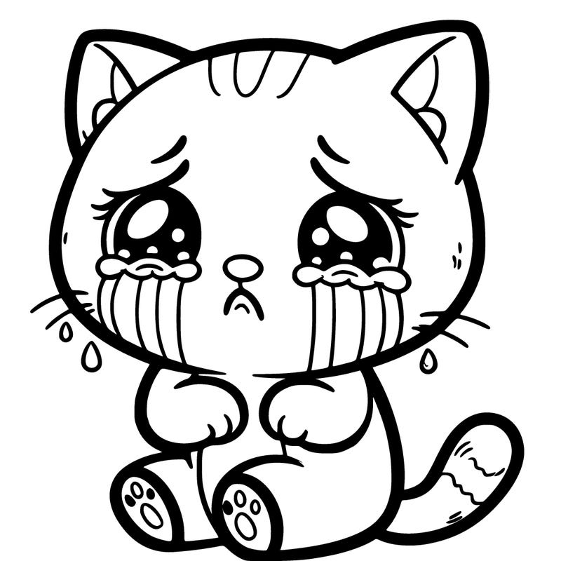 a crying very sad cat