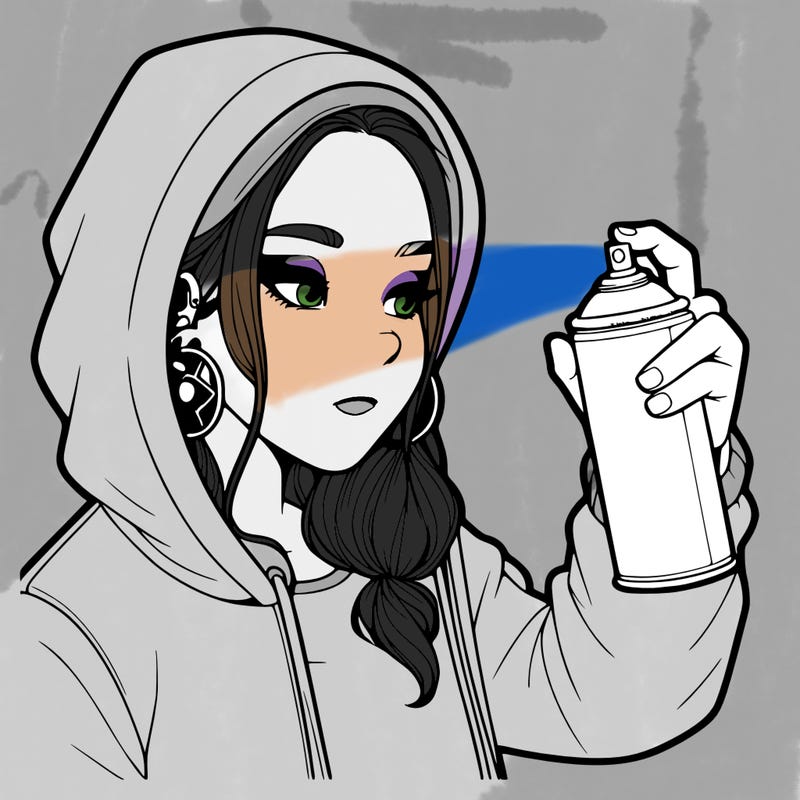 a realistic girl, spray painting