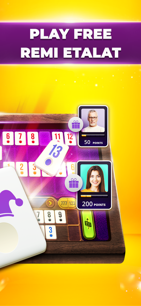 VIP Remi Etalat and Backgammon - Online Remi Etalat game board with tiles and player avatars