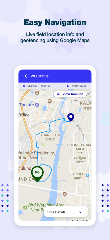 JPW Network - Screenshot of the JPW Network app displaying live field location info and geofencing features on a map interface
