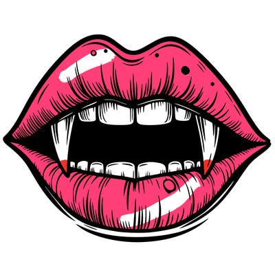lips with vampire teeth