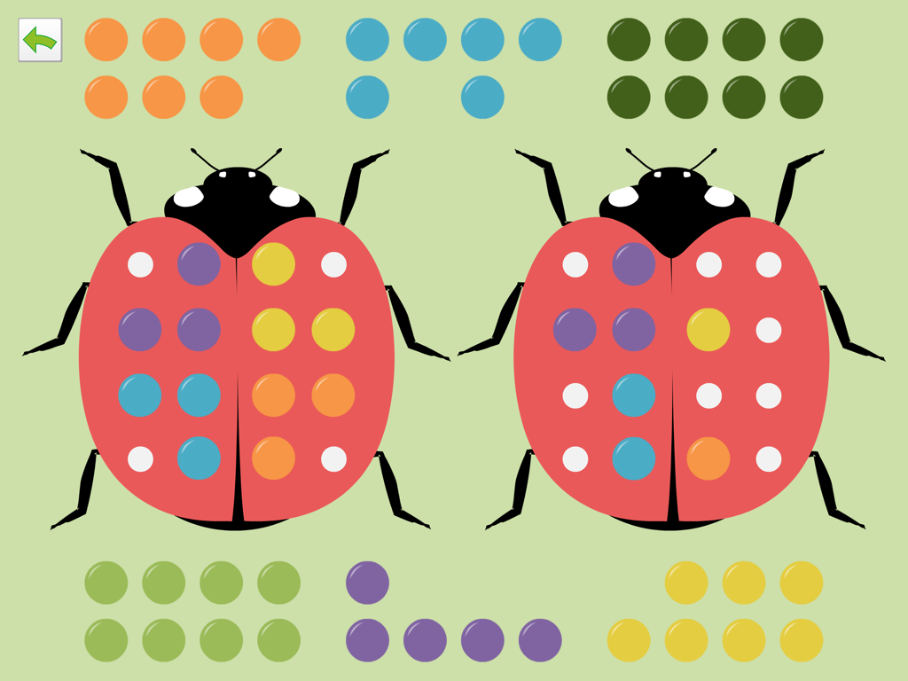 PreNumbers PRO - Symmetry and pattern recognition activity with ladybugs in the PreNumbers PRO app
