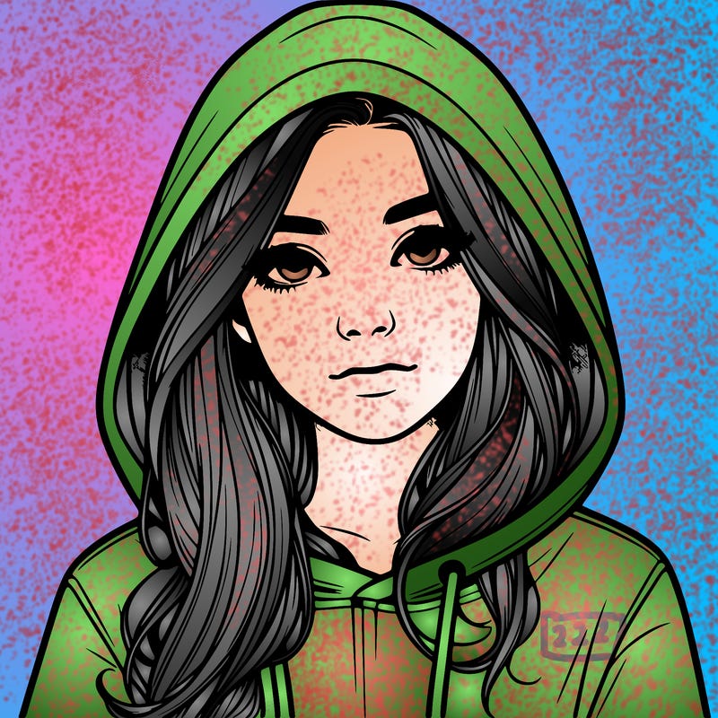 realistic girl with a hoodie