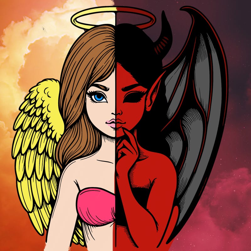 realistic angel half demon