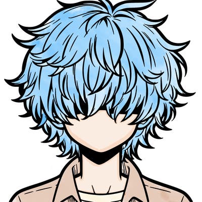 manga boy fluffy hair covering his eyes