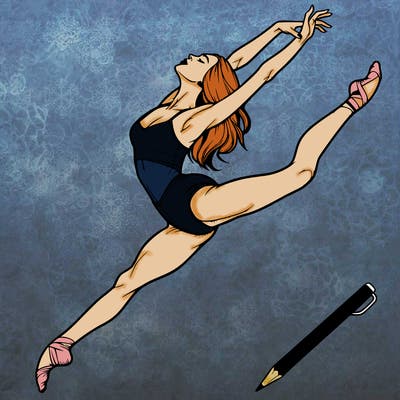 a realistic dancer doing a leap