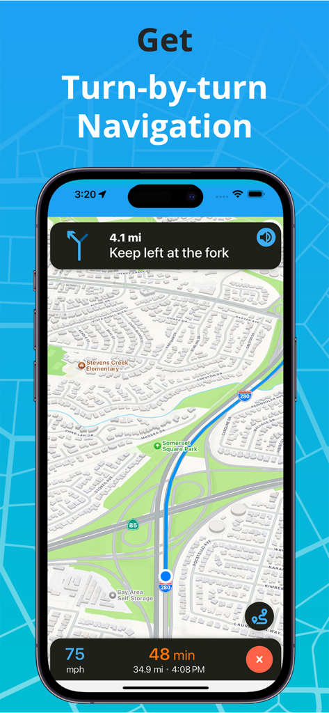 Toll & Gas Calculator TollGuru - TollGuru app interface showing turn-by-turn navigation directions on a map