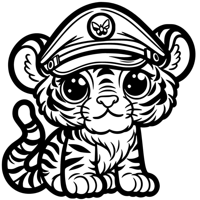 tiger with an army hat