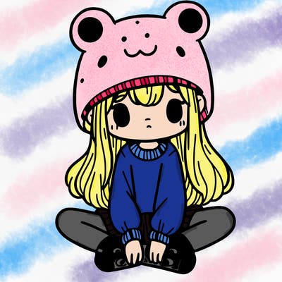 a girl wearing a frog hat and some frog socks