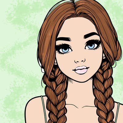 realistic girl with braids
