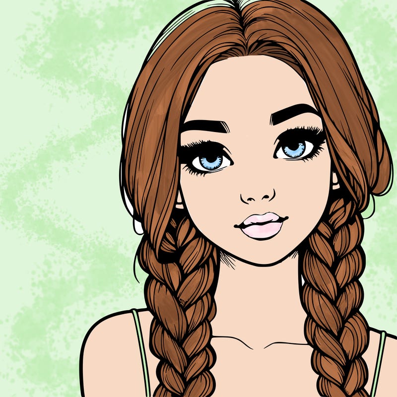 realistic girl with braids