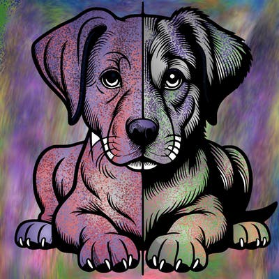 realistic dog split picture