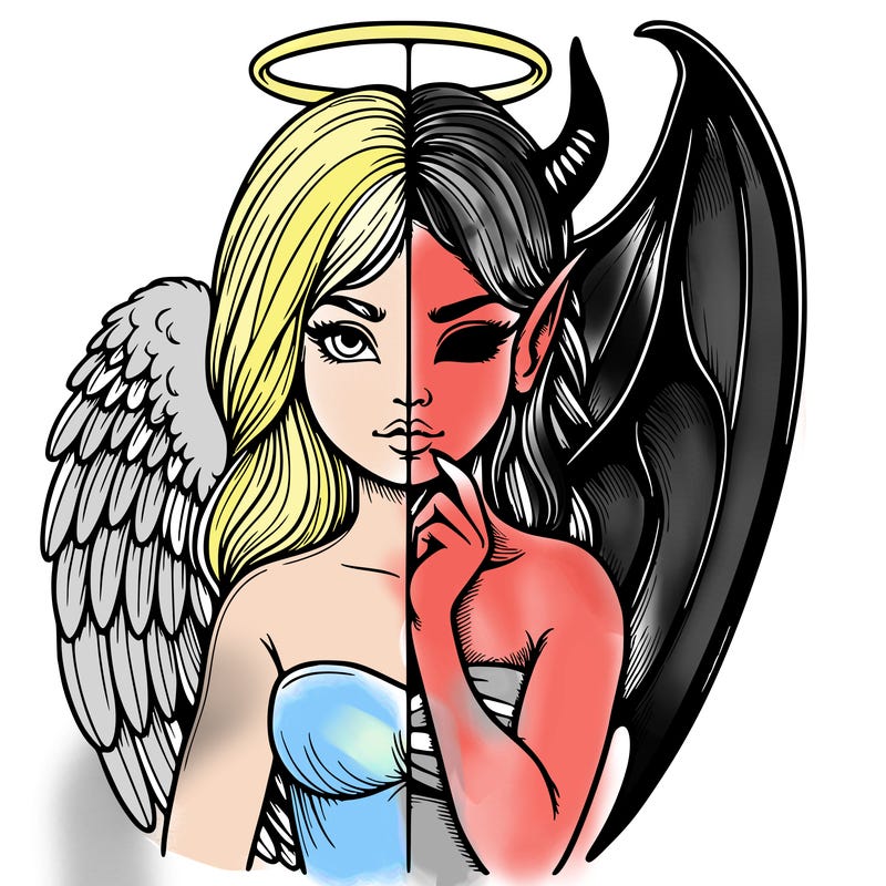 realistic angel half demon