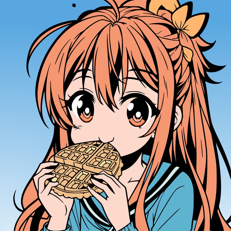 anime eating waffle
