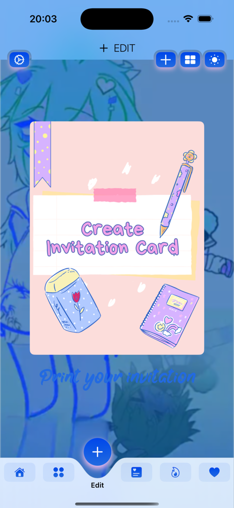 Make gacha life character girl - A pink menu for creating invitation cards with cute stationery illustrations in the Gacha Life girl app