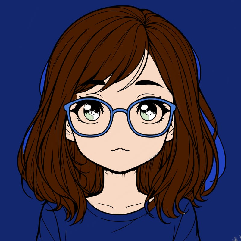 realistic cute girl with glasses