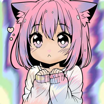shy anime catgirl