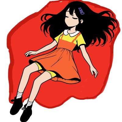 realistic girl floating