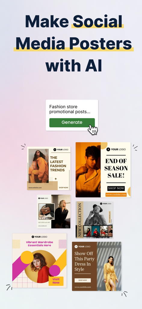 AI tool generating professional fashion social media posts from a text prompt
