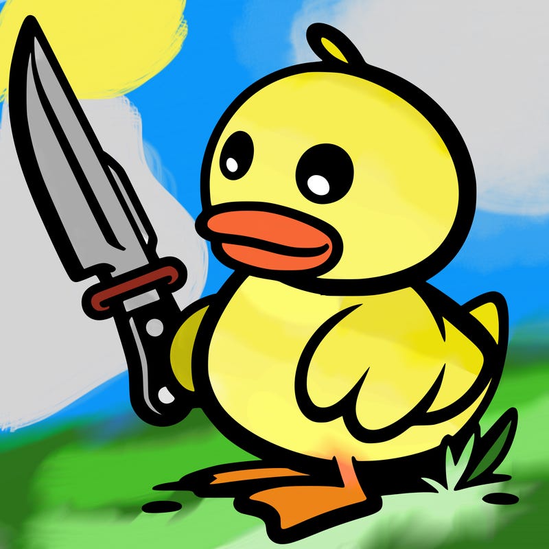 a duck with a knife