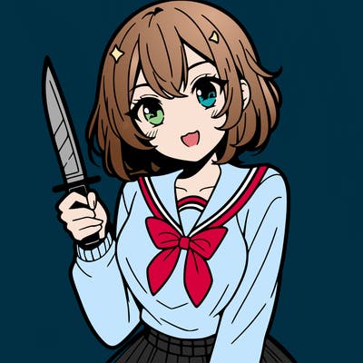 anime girl with a knife