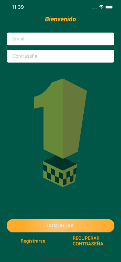 1Taxi! - Login and welcome screen of the 1Taxi mobile application for booking taxis in Spain and Portugal