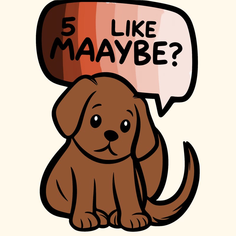 a puppy that says 5 like maybe