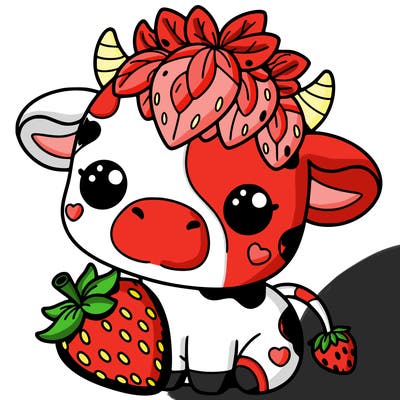 cute strawberry cow