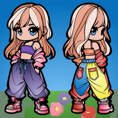 girl in crop top and baggy pants