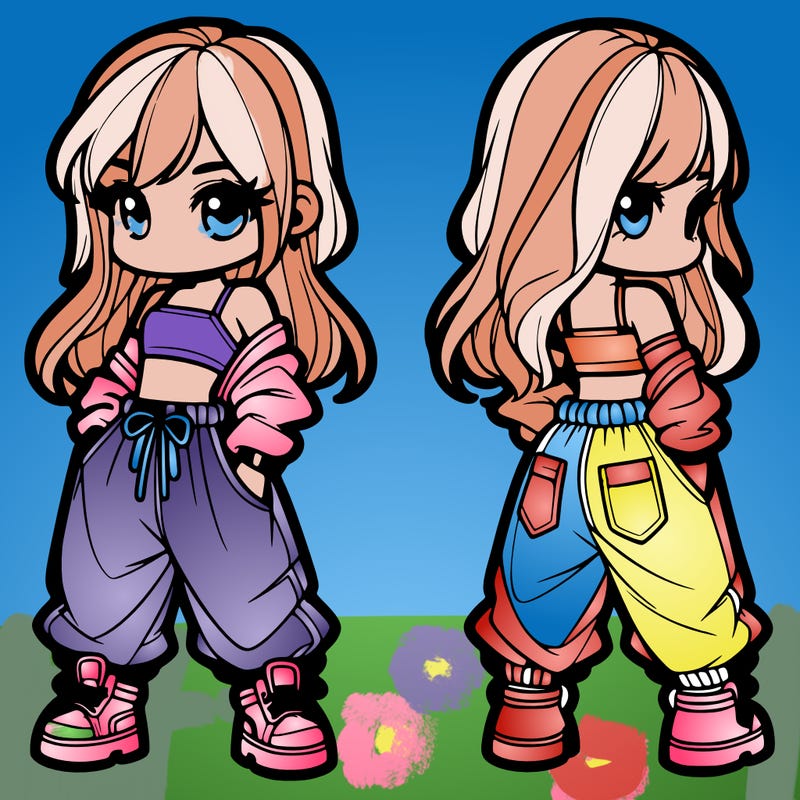 girl in crop top and baggy pants