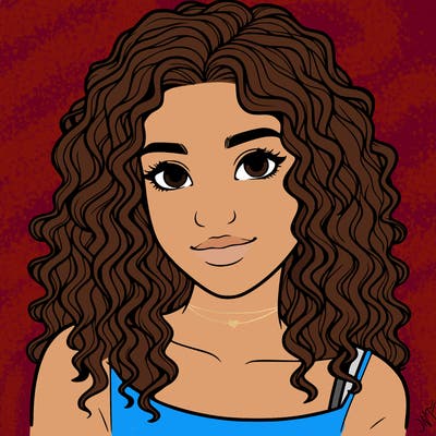 realistic, teenage girl with curly hair