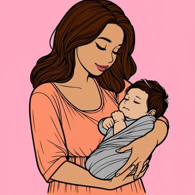 mother holding baby realistic