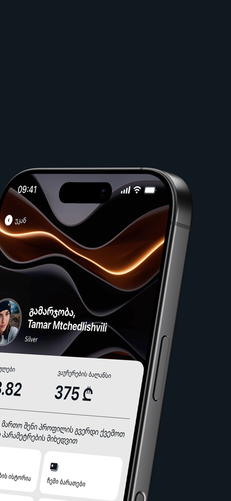 Wissol - Wissol mobile app user profile screen displaying silver membership status and account balance in Georgian Lari