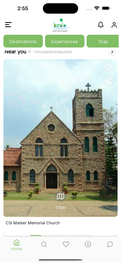 ティルヴァナンタプラムにある歴史的なCSIマティア記念教会のケララ観光公式アプリを特集したスクリーンショット。
