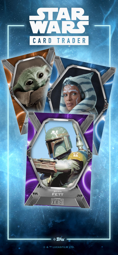 Star Wars Card Trader by Topps - Tarjetas de intercambio digitales de Star Wars con Grogu, Ahsoka Tano y Boba Fett