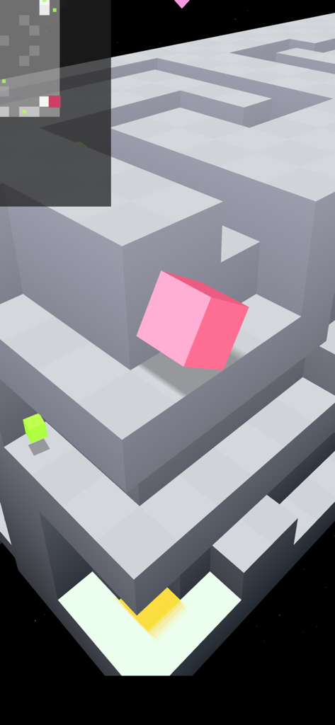 EDGE Extended - A pink cube navigating a minimalist 3D geometric maze in the game EDGE Extended.