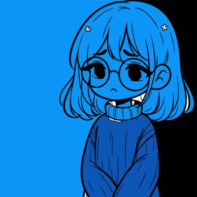 sad girl with glasses in a sweater