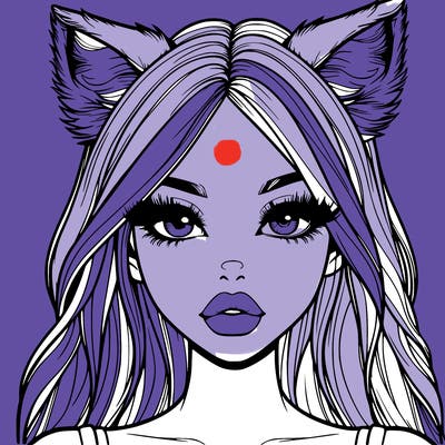 realistic girl with fox ears and realistic lips