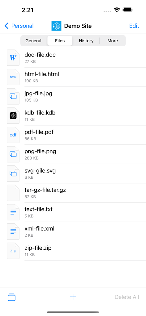 List of secure file attachments in KeePassium Pro