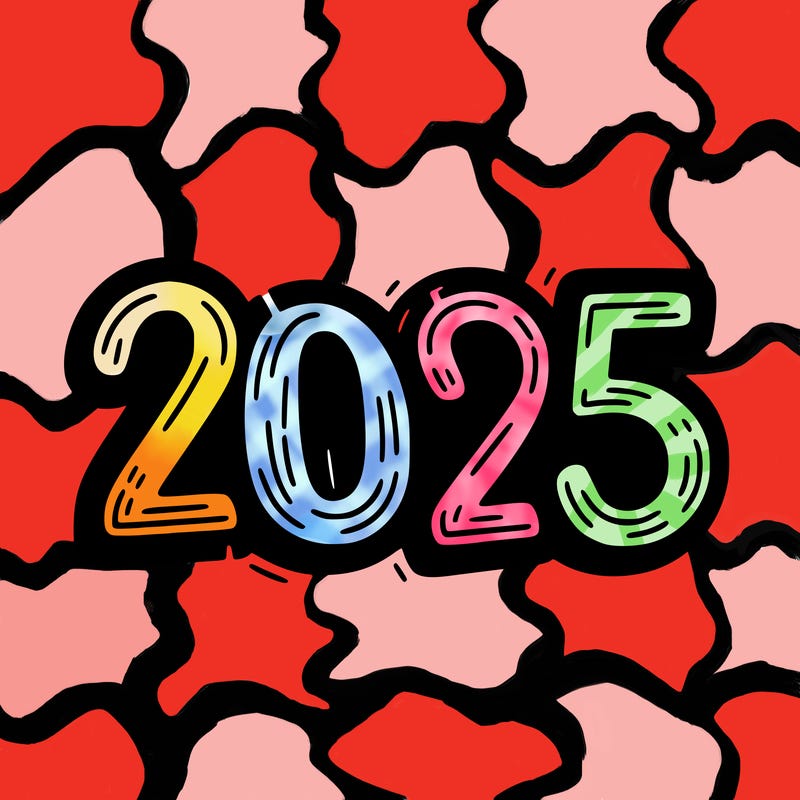 one line scrawled numbers sketch design “2025”