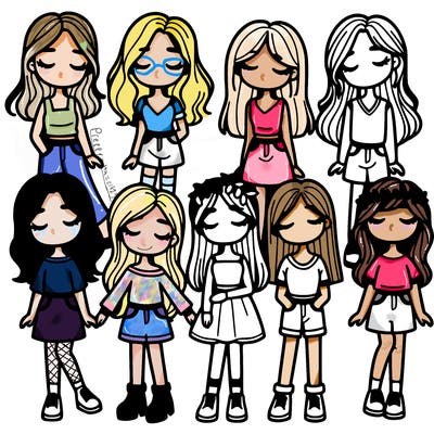 a group girls with their eyes closed full body