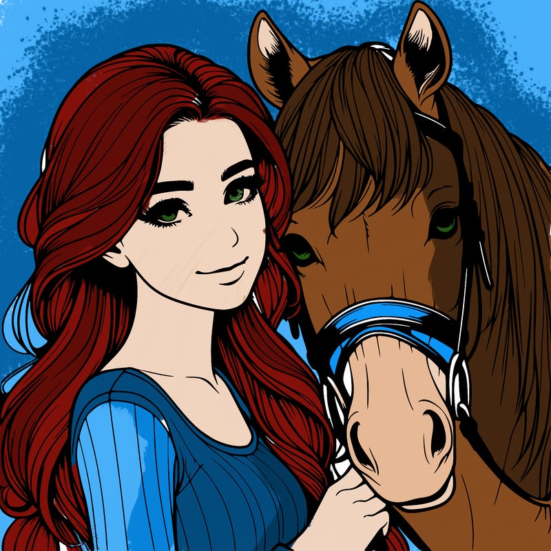 realistic girl with horse
