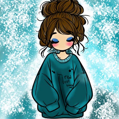 girl with baggy sweatshirt and messy bun