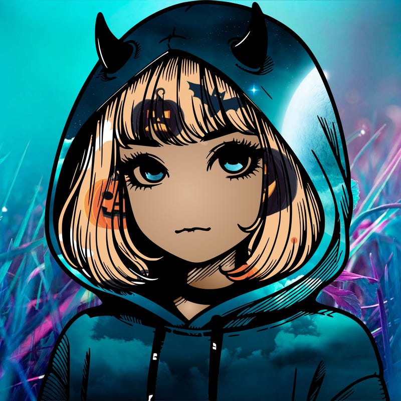 realistic girl with devil hoodie