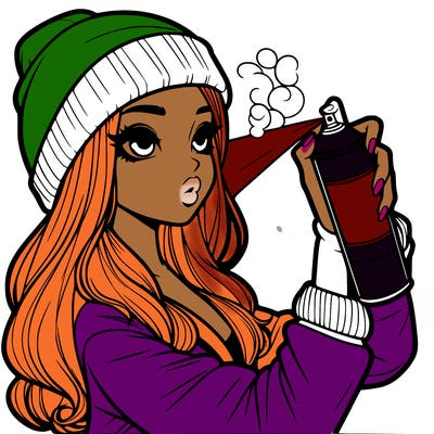 realistic girl spray painting