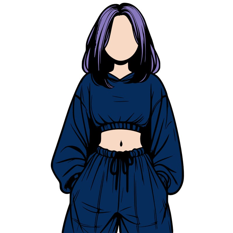 realistic girl faceless with baggy pants and a crop top